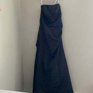 Black strapless bridesmaid dress